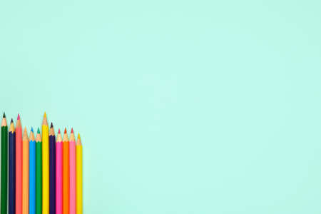 Ordinary pencils on color background