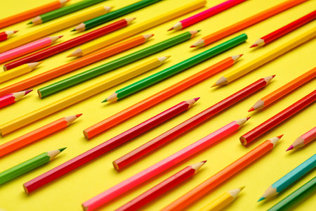 Ordinary pencils on color backgroundの写真素材