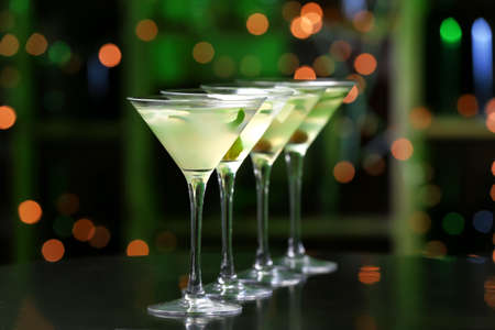 Glasses of fresh martini in pubの写真素材