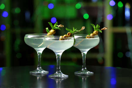 Glasses of fresh martini in pubの写真素材