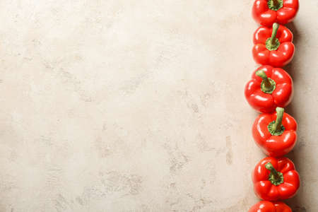 Red bell pepper on light backgroundの写真素材