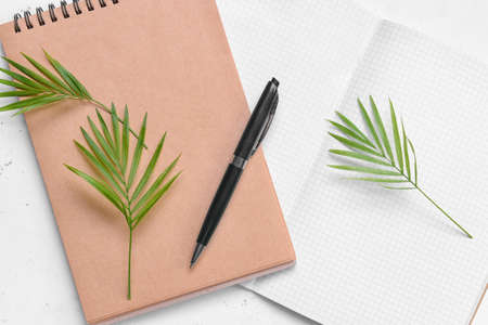 Notebooks with pen on light backgroundの写真素材