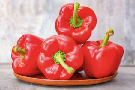 Red bell pepper on light table