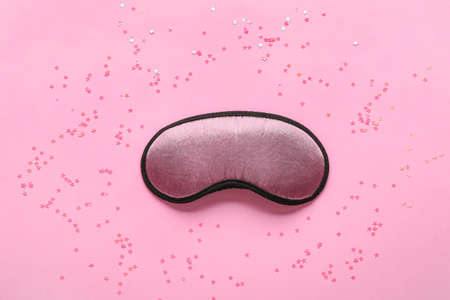 Sleep mask on color backgroundの写真素材