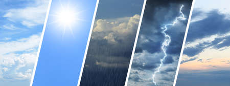 Collage of different weather conditionsの写真素材