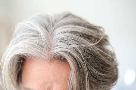 Mature man with gray hair, closeupの写真素材
