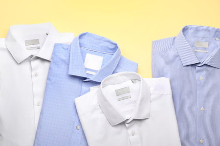 New male shirts on color backgroundの写真素材