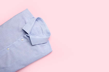 New male shirt on color backgroundの写真素材