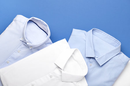 New male shirts on color backgroundの写真素材