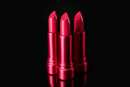 Lipsticks on black backgroundの写真素材