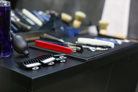 Shaving tools for men in barbershopの写真素材