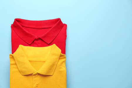 New male shirts on color backgroundの写真素材