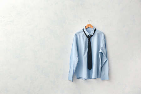 Stylish male shirt on light backgroundの写真素材