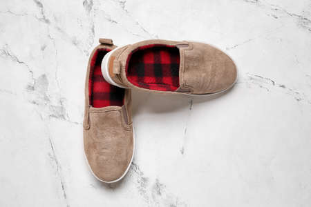 Little boy shoes on light background