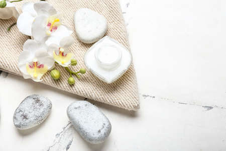 Beautiful spa composition on light backgroundの写真素材