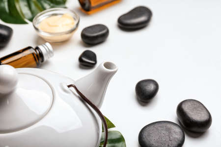 Beautiful spa composition on white backgroundの写真素材