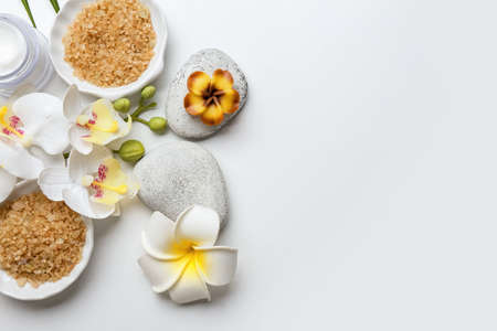 Beautiful spa composition on white backgroundの写真素材