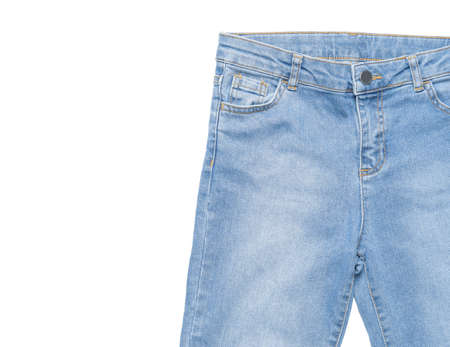 Modern stylish jeans on white backgroundの写真素材