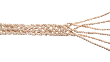 Braided rope on white backgroundの写真素材