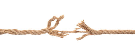 Frayed rope on white background