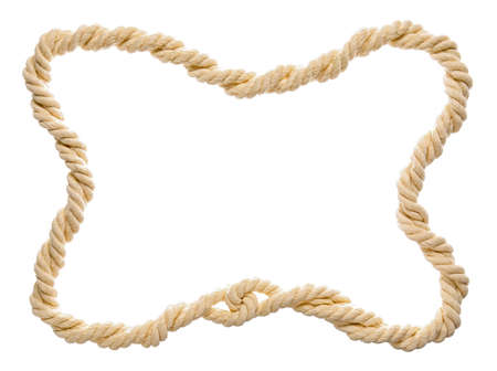 Frame made of rope on white background