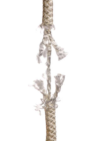 Frayed rope on white background