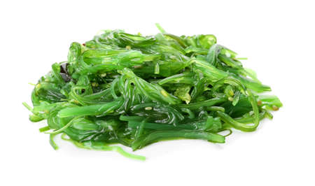 Tasty seaweed salad on white backgroundの写真素材