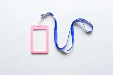 Blank badge on white backgroundの写真素材
