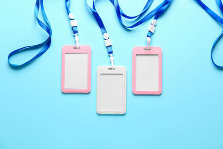 Blank badges on color background