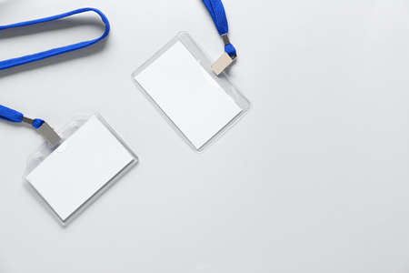Blank badges on white backgroundの写真素材