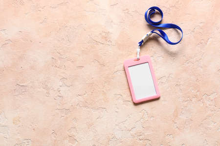 Blank badge on color backgroundの写真素材