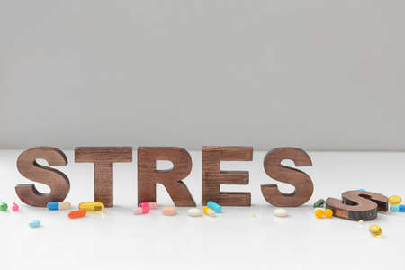 Composition with word STRESS on light backgroundの写真素材