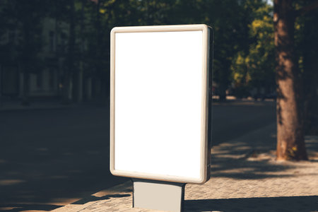 Blank advertising billboard on city streetの写真素材