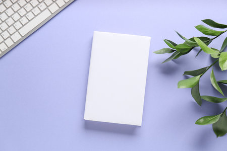 Composition with blank books on color backgroundの写真素材