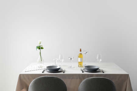 Set table in light roomの写真素材