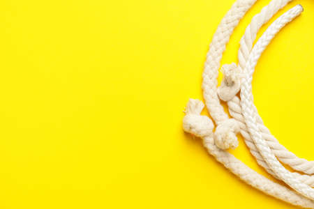 Long rope on color backgroundの写真素材