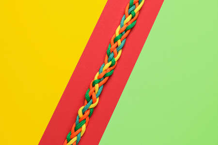 Braided ropes on color backgroundの写真素材