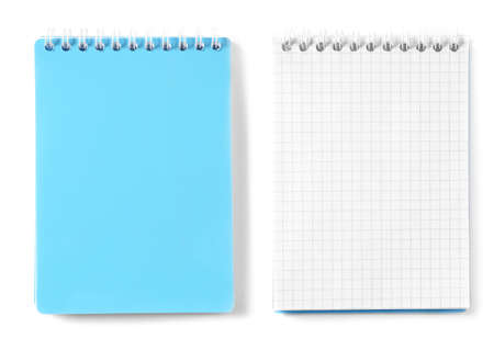 Blank notebooks on white background