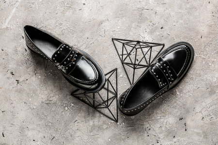 Stylish female shoes on light backgroundの写真素材