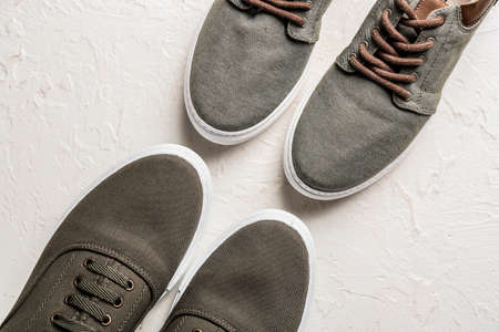 Stylish shoes on white background