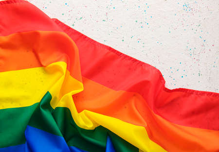 Rainbow LGBT flag on light backgroundの写真素材