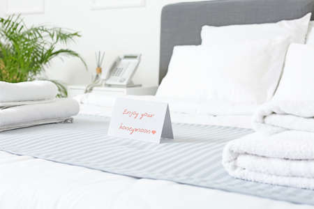 Interior of modern honeymoon room in hotel