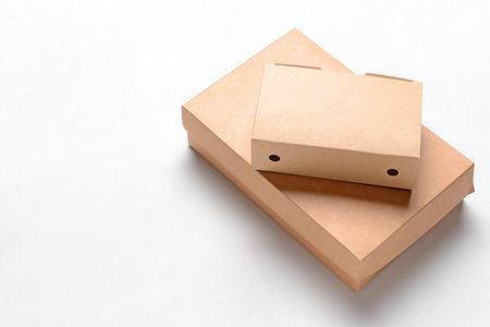Blank cardboard boxes on white backgroundの写真素材