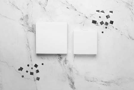 Blank cardboard boxes on light backgroundの写真素材