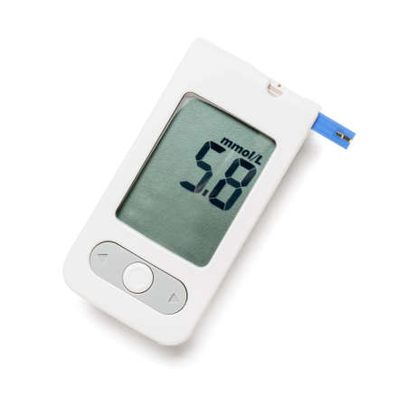 Modern glucometer on white backgroundの写真素材