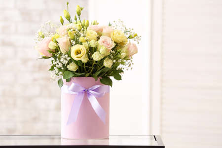 Bouquet of beautiful flowers on table