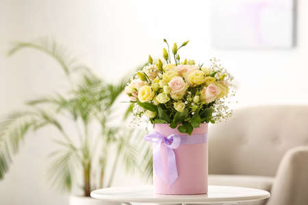 Bouquet of beautiful flowers on table