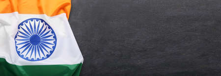 Flag of India on dark background with space for textの写真素材
