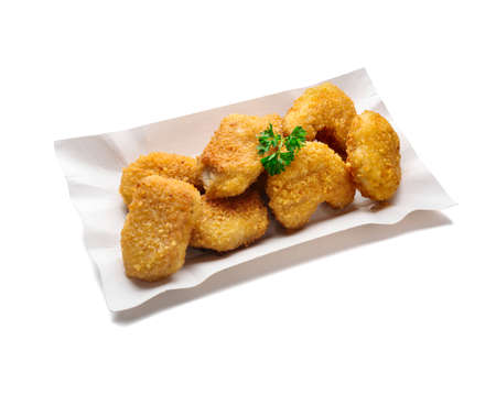 Tasty nuggets on white backgroundの写真素材