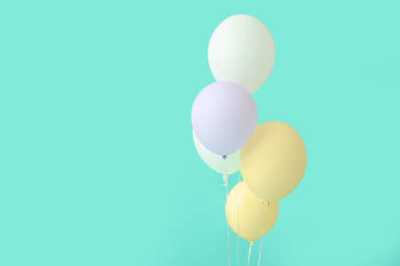Air balloons on color backgroundの写真素材